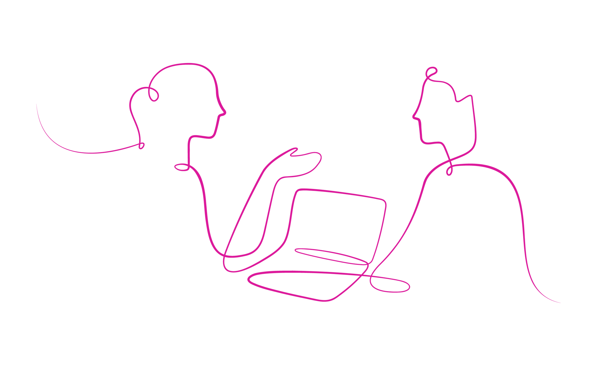 Illustration showing the silhouette of two people conversing at a desk