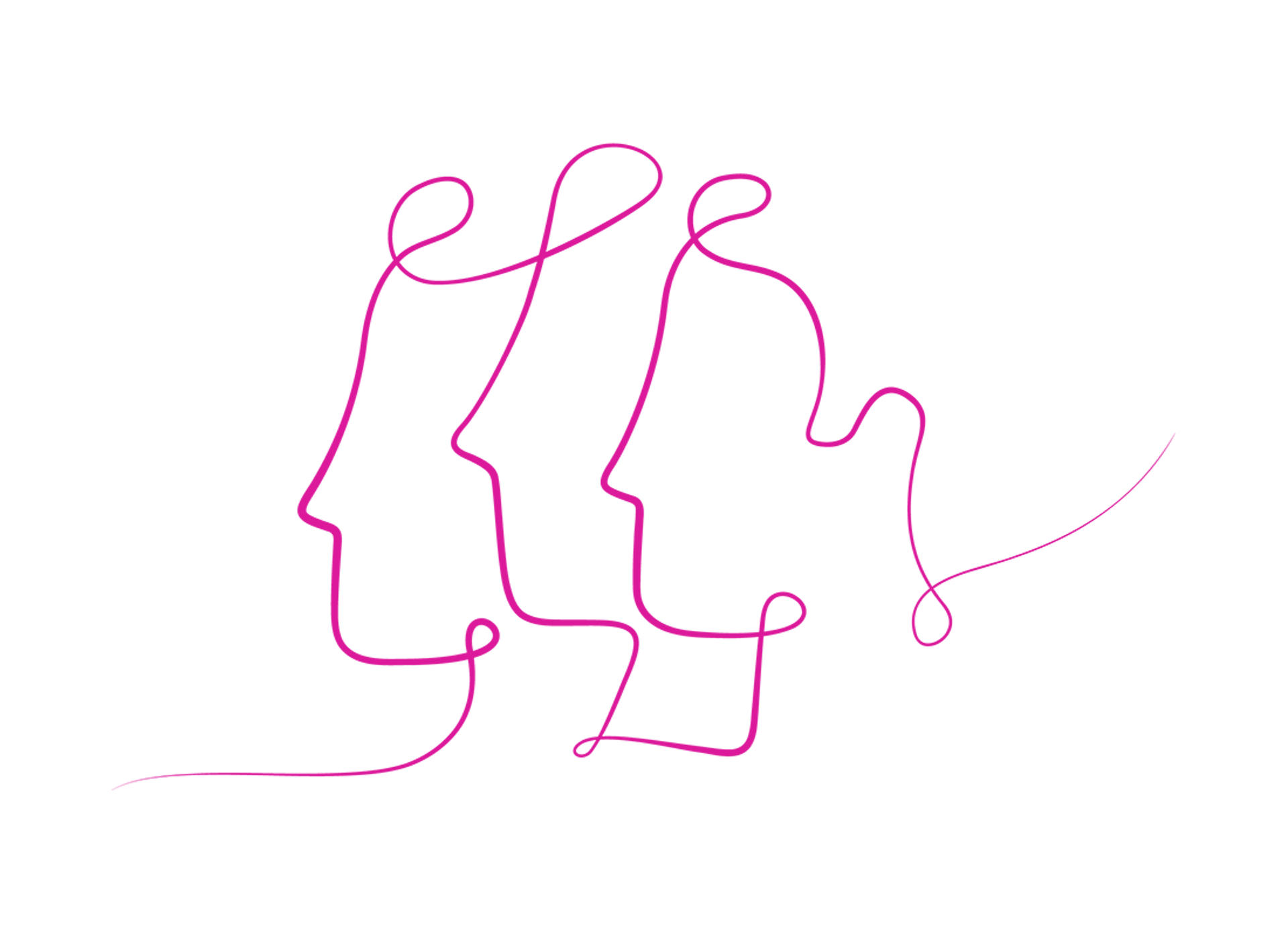 Illustration of three peoples facial profiles