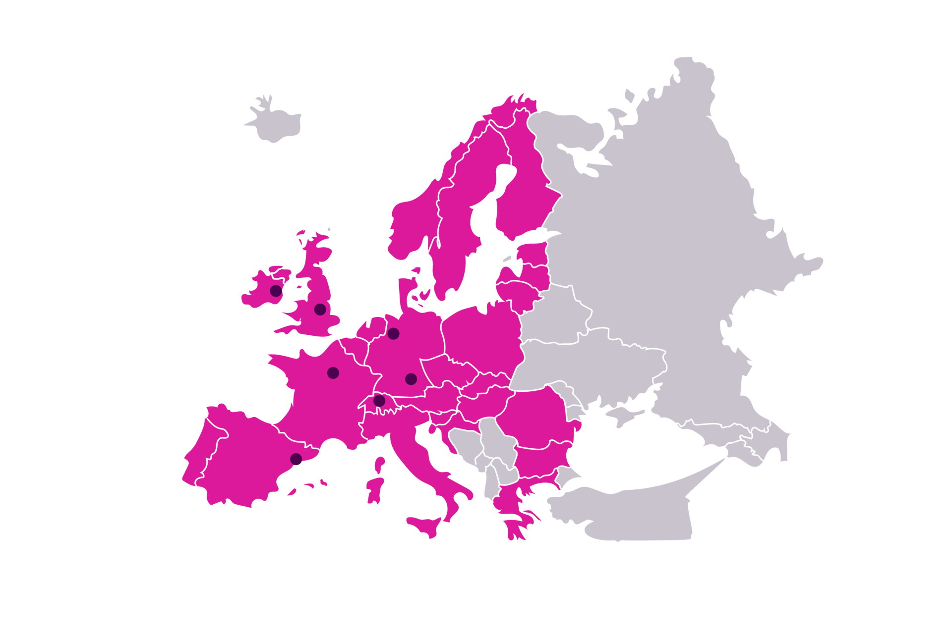 Map of Europe highlighting the Beazley locations