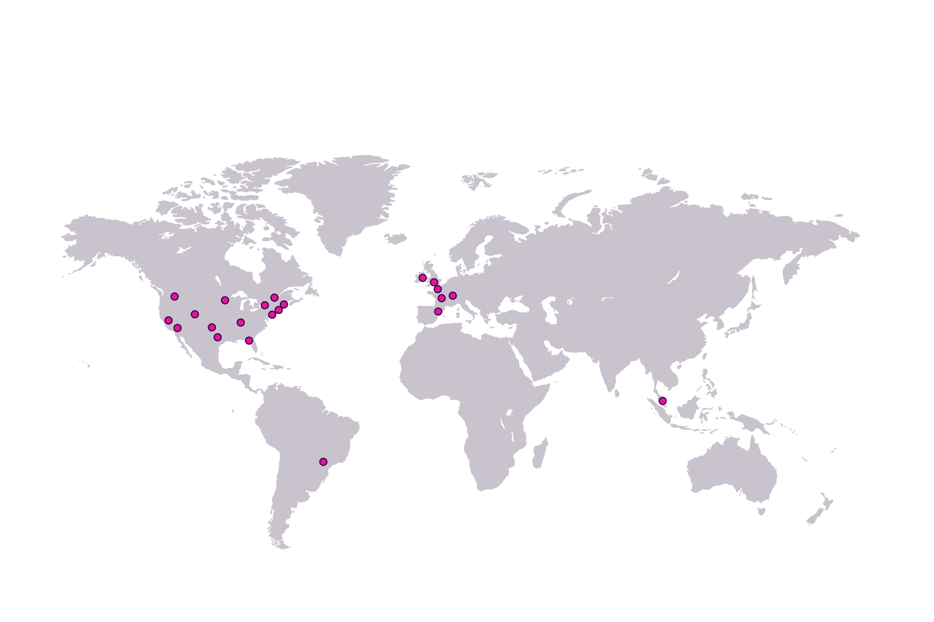 World map highlighting the Beazley locations